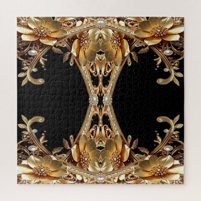 Goldene Dekorative Blumen Puzzle (Vertikal)