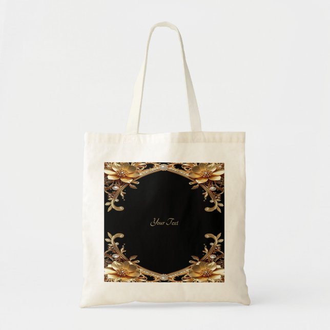 Goldene Dekorative Blumen Tragetasche (Vorne)