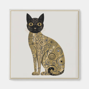 Goldene dekorative Gustav-Klimt-Style-Schwarze-Kat Magnet