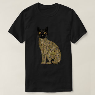 Goldene dekorative Gustav-Klimt-Style-Schwarze-Kat T-Shirt