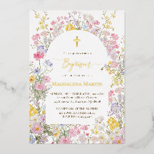 goldene Details Wildblumen Taufe