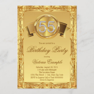 Goldene Diamantschwingel Frauen 55. Geburtstag Einladung
