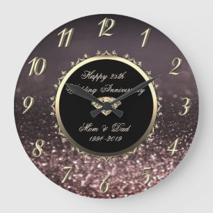 Goldene Diamantwirbel 25. Hochzeitstag Bokeh Große Wanduhr