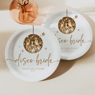 Goldene Disco-Kugel Disco-Braut Brautparty Pappteller