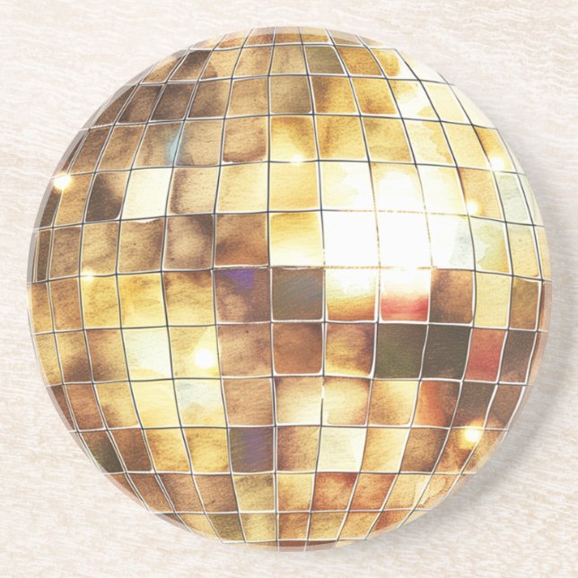 Goldene Disco-Kugel Getränkeuntersetzer (Vorne)