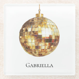 Goldene Disco-Kugel Glasuntersetzer