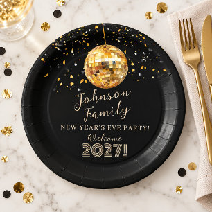 Goldene Disco-Kugel Silvesterparty Pappteller