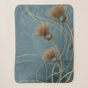 Goldene Distel Teal Blau Textur Eleganz Sherpadecke