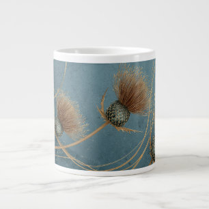 Goldene Distel Teal Blaue Textur Eleganz Jumbo-Tasse
