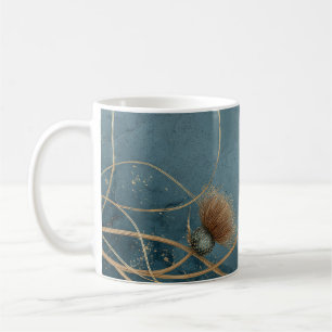 Goldene Distel Teal Blaue Textur Eleganz Kaffeetasse