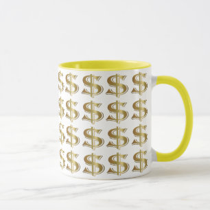 Goldene Dollar-Zeichen-Kaffee-Tasse Tasse