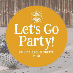 Goldene Doodle-Disco-Kugel-Junggesellinnen-Abschie Runder Aufkleber