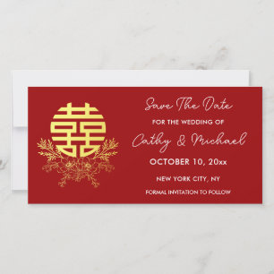 Goldene Doppelglücksrunde Blume durch Hochzeit Save The Date