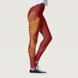 Goldene Doppelphoenix-Rot-Leggings Leggings