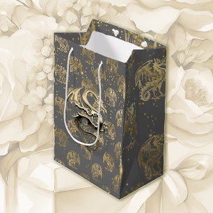 Goldene Drachen und Sterne Mittlere Geschenktüte