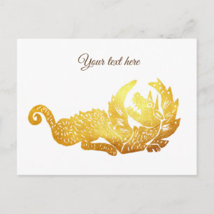 Goldene Drachenpostkarte Postkarte