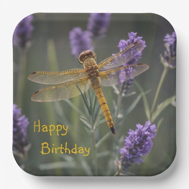 Goldene Dragonfly Pappteller (Vorderseite)