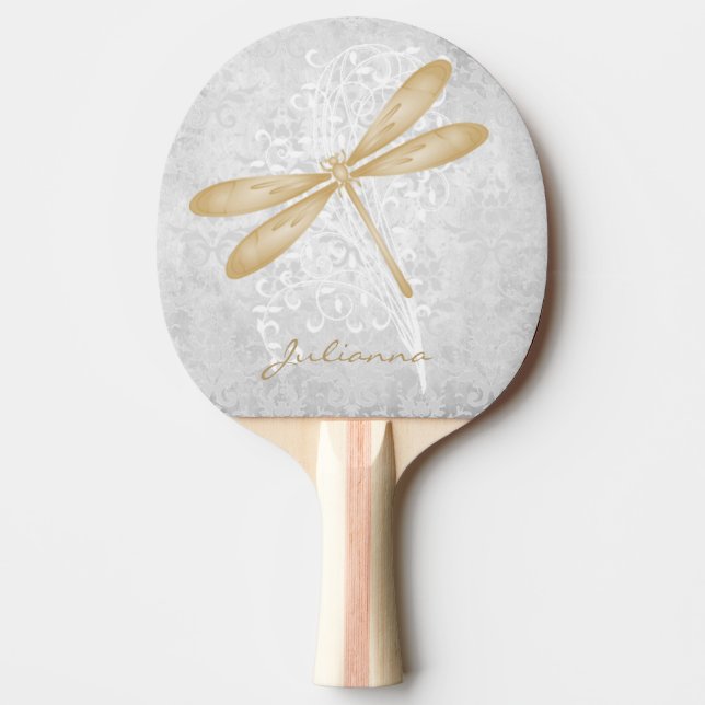 Goldene Dragonfly Personalisiert Ping Pong Paddle Tischtennis Schläger (Vorderseite)
