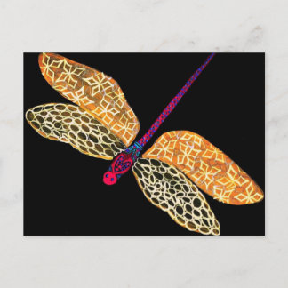 Goldene Dragonfly Postkarte