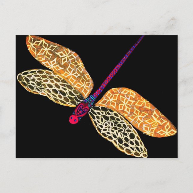 Goldene Dragonfly Postkarte (Vorderseite)