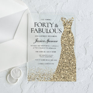 Goldene Dressur Frauen 40. Geburtstags-Party Acryleinladungen