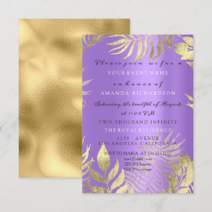 Goldene Dschungel Lila Elegante Hochzeits-Geburtst Einladung