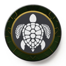 Goldene Dunkelgrüne geometrische Schildkröte