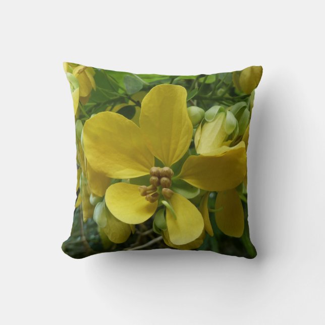 Goldene Dusche Tropengelbe Blüte Kissen (Vorderseite)