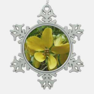 Goldene Dusche Tropengelbe Blüte Schneeflocken Zinn-Ornament