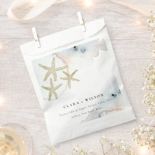 Goldene Dusky Blue Beachy Starfish Wasserfarbenhoc Geschenktütchen