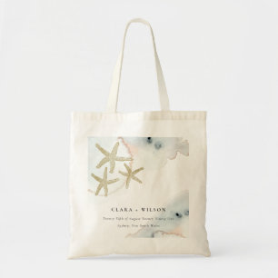 Goldene Dusky Blue Beachy Starfish Wasserfarbenhoc Tragetasche