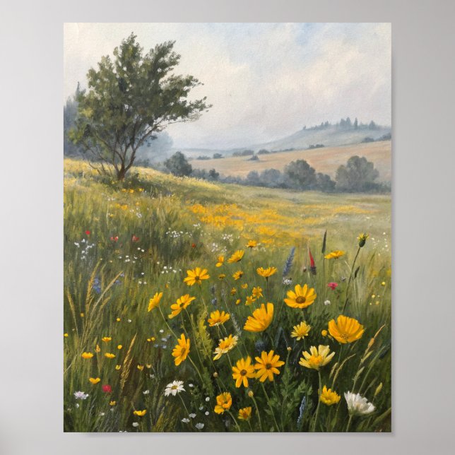 Goldene Echos über der nebligen Sommerwiese: Ein S Poster (Vorne)