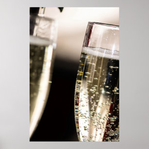 Goldene Efferveszenz: Makro Champagnerblasen Kunst Poster