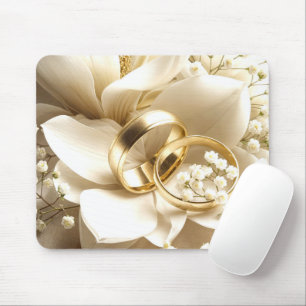 Goldene Eheringe auf einer Magnolie Mousepad
