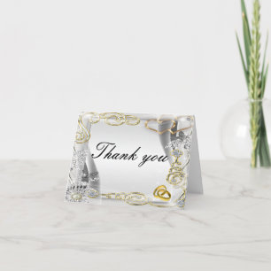 Goldene Eheringe und Herzen Danke-Karte Dankeskarte