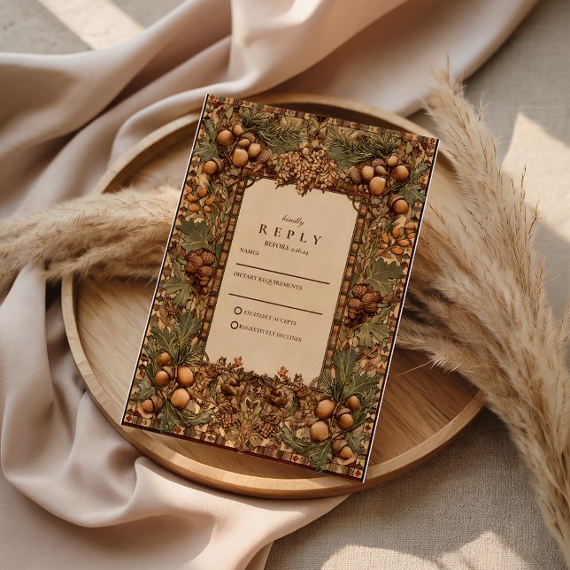 Goldene Eichenwald-Hochzeit RSVP Karte (Von Creator hochgeladen)