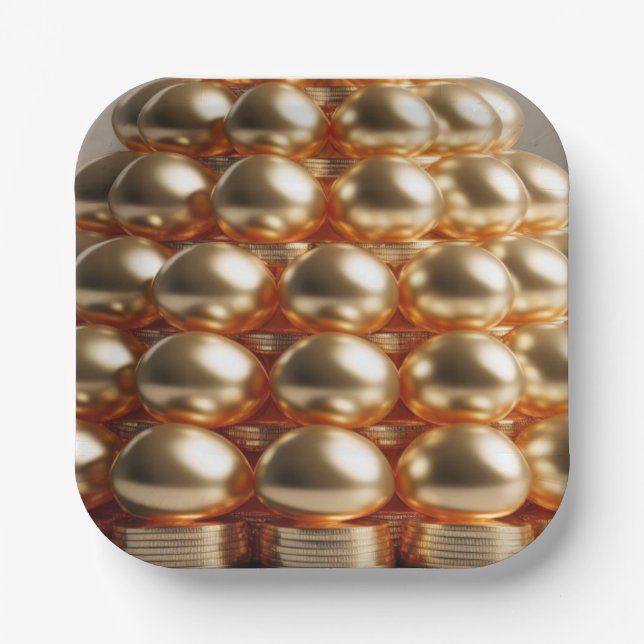 Goldene Eier und viel Glück Pappteller (Vorderseite)