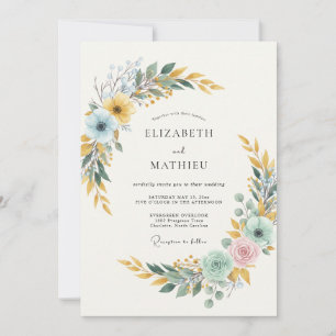 Goldene Eisige Blatt Hochzeit Einladung