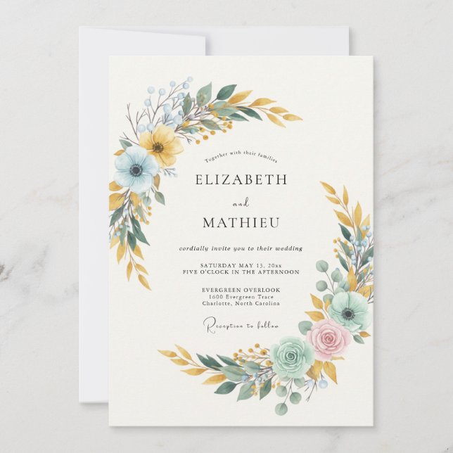 Goldene Eisige Blatt Hochzeit Einladung (Vorderseite)