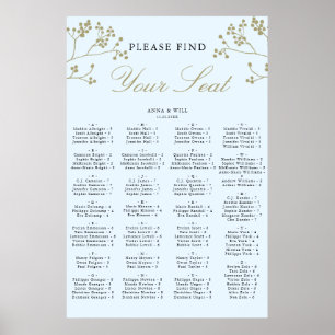 Goldene EisWinter Hochzeit Alphabetische Sitzkarte Poster