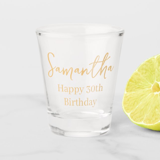 Goldene Elegance Frohes 30. Geburtstag Schnapsglas (Vorderseite)