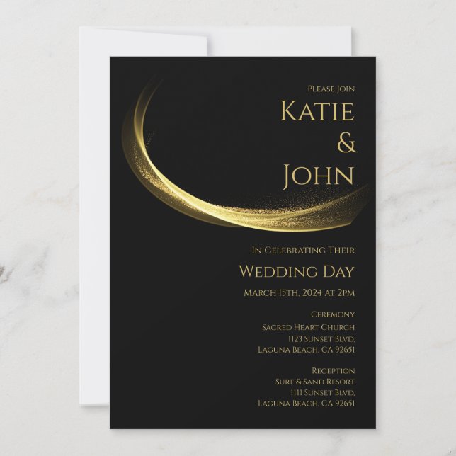 Goldene Elegance-Hochzeit Einladung (Vorderseite)