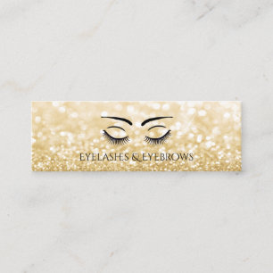 Goldene, elegante Eyelashes und Augenbrauen Mini Visitenkarte