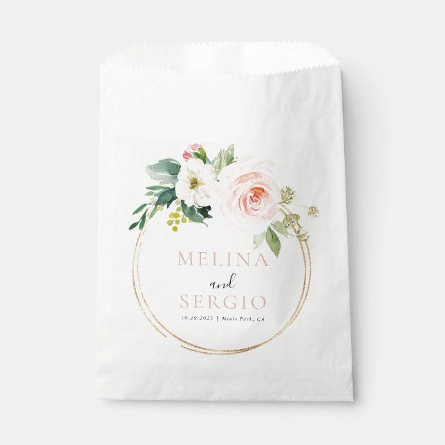 Goldene Elegante Fall-Blume Hochzeit Geschenktütchen (Vorderseite)