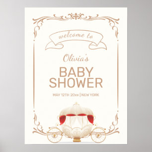 Goldene elegante Feen-Kutsche Baby-Shower-Willkomm Poster