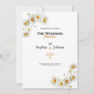 goldene elegante Gänseblümchen-Hochzeitseinladung Einladung