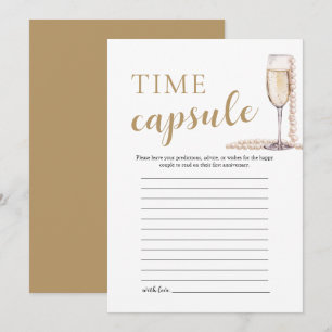 Goldene elegante Perlen und Prosecco-Zeitkapsel-Ka Einladung