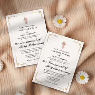 Goldene Elegante Rahmen-Hochzeitsmesse Weiß Einladung