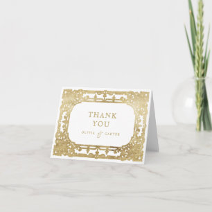 Goldene elegante romantische aufwendige Vintage-Ho Dankeskarte