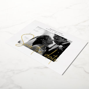 goldene elegante Schrift Save-the-Date-Folie-Einla Folieneinladung